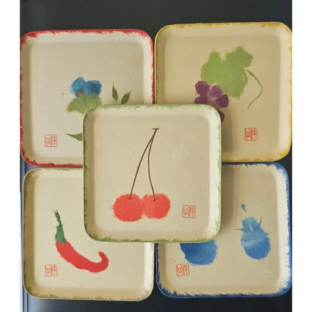 Japanese Washi Rice‎ Paper Decorative Coasters, Paper Art, Set of 5, Home Decor